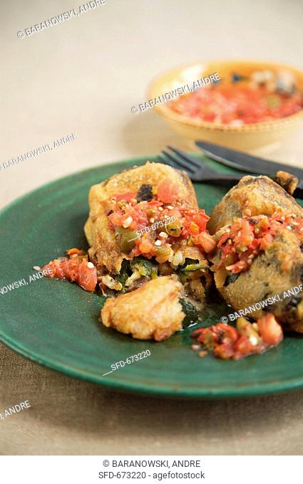 Chiles Rellenos with Salsa