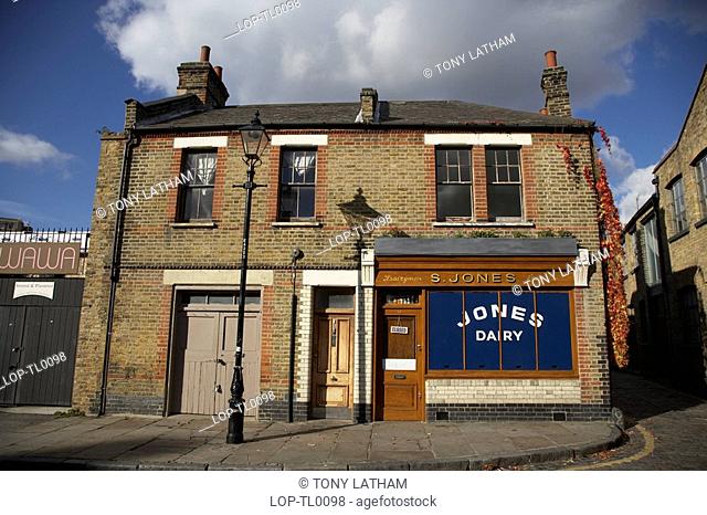 England, London, Tower Hamlets, A shop front in Ezra Street. This previously run down part of London has been transformed by the influx of creative people