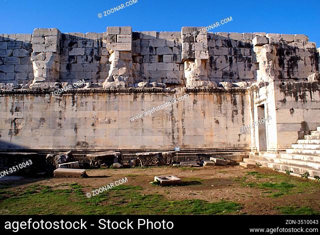 Wall of Apollo temple in Didim, Turkey