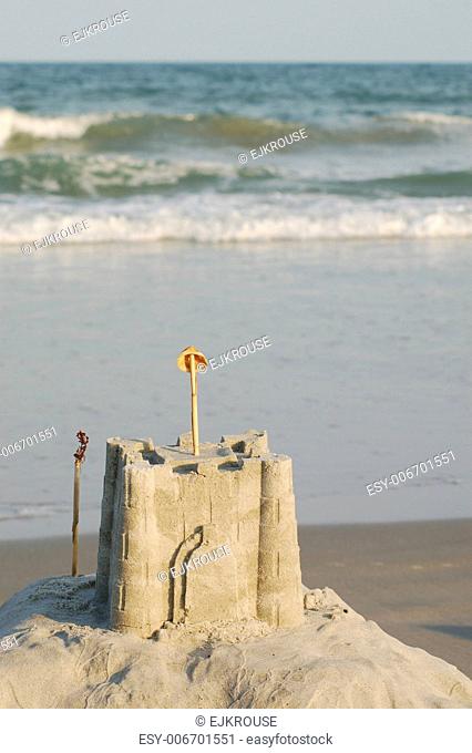 sand castle built on the shores of Wrightsville Beach in Wilmington, North Carolina