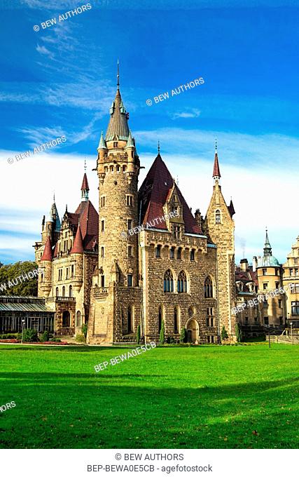 Poland, Opole Province, Moszna. Castle in Moszna