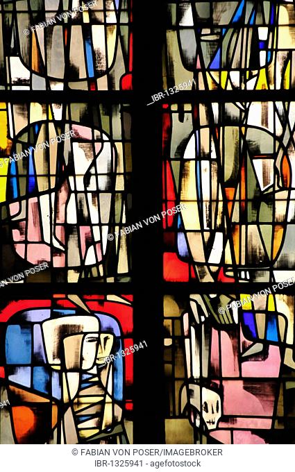 Window of the Madeleine Church, Brussels, Belgium, Europe
