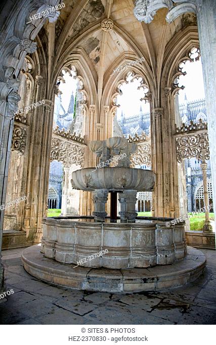 Fountain, Cloister of King John I, Monastery of Batalha, Batalha, Portugal, 2009. The Dominican Batalha Monastery (Mosteiro de Santa Maria da Vitoria de...
