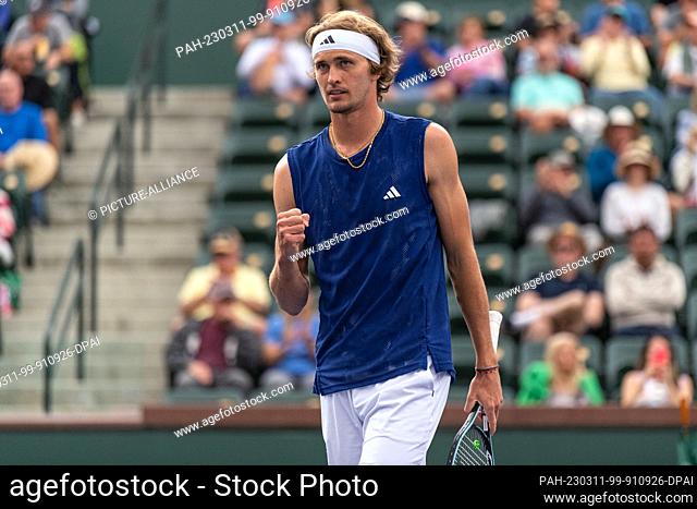 10 March 2023, USA, Indian Wells: Tennis: ATP Tour - Indian Wells, men's singles, 2nd round, Cachin (Argentina) - Zverev (Germany)