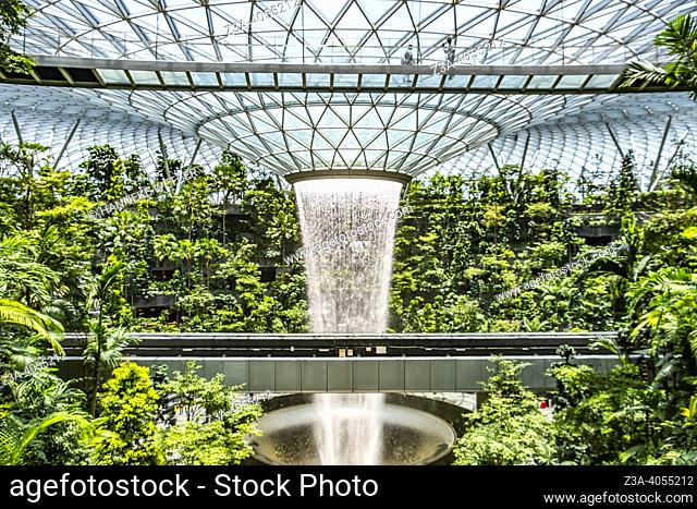Jewel; the world’s tallest indoor waterfall at Changi Airport in Singapore, Asia