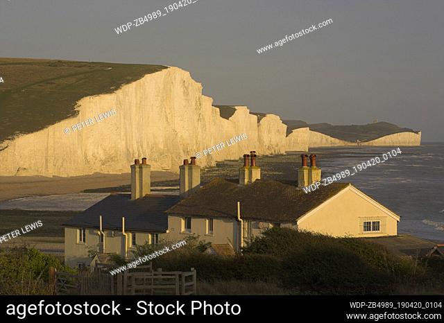 Coastguard cottages with Seven Sisters and Beachy Head UK - England East Sussex Cuckmere