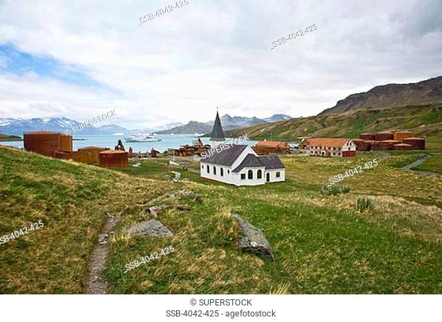 Church and whaling station, King Edward Cove, Cumberland East Bay, Grytviken, South Georgia