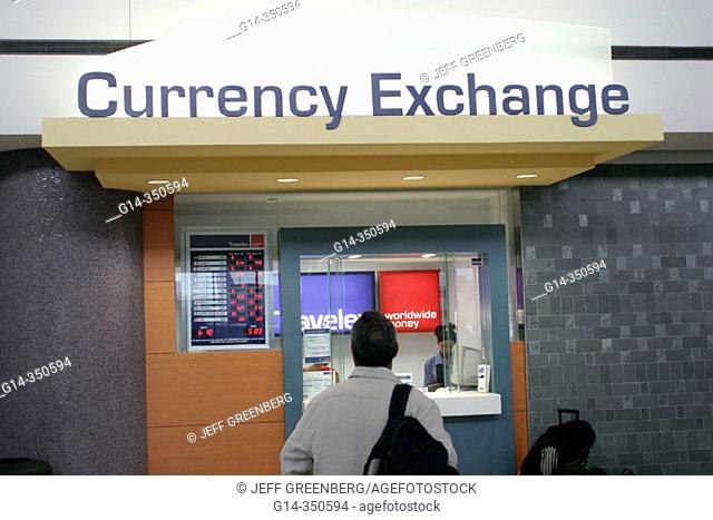 Currency exchange, Newark Liberty airport. New Jersey, USA