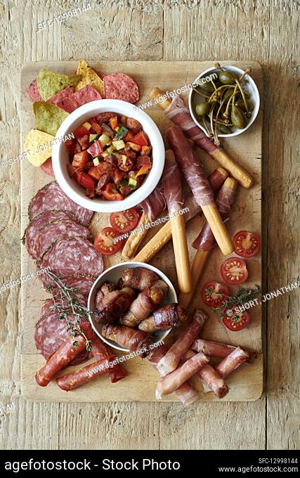 Charcuterie with Parma Ham Salami and Sausages