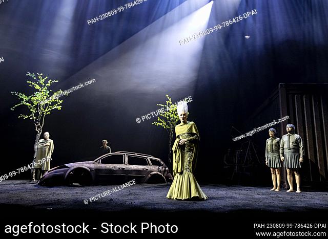 PRODUCTION - 09 August 2023, North Rhine-Westphalia, Duisburg: Public rehearsal of ""A Midsummer Night's Dream"" as part of the Ruhrtriennale 2023 at the...