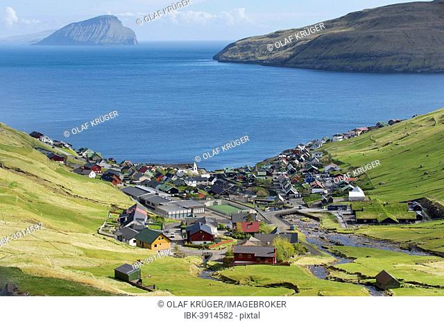 View of the village of Kvívík, Streymoy, Faroe Islands, Denmark