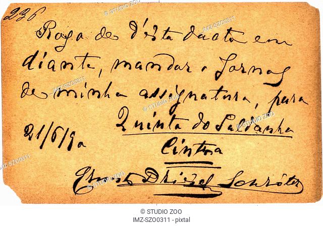 Vintage postcard with script writing, in Spanish