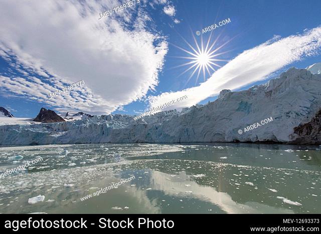 Glacier Smeerenburgbreen debouches into the Bjornfjorden - Svalbard, Norway