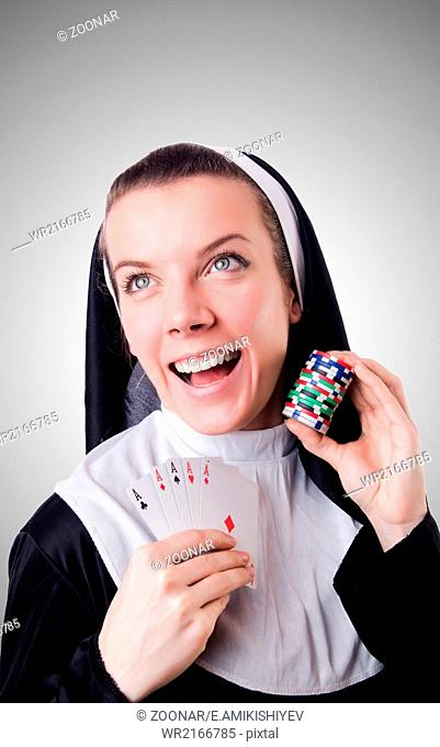 Nun in the gambling concept