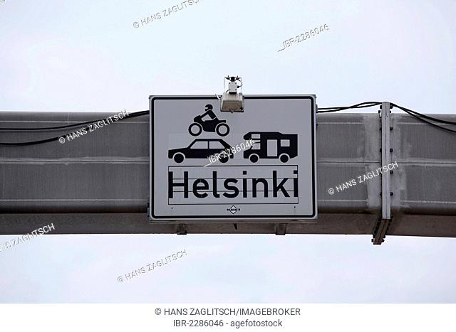 Sign, lettering Helsinki, International Port of Rostock, Baltic Coast, Mecklenburg-Western Pomerania, Germany, Europe