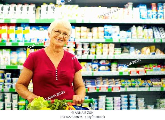 Portrait of senior woman at supermarket