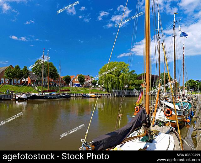 Harbor in Carolinensiel, Wittmund, East Frisia, Lower Saxony, Germany