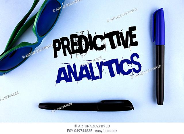 Conceptual hand writing showing Predictive Analytics. Business photo showcasing Method to forecast Performance Statistical Analysis written plain background...