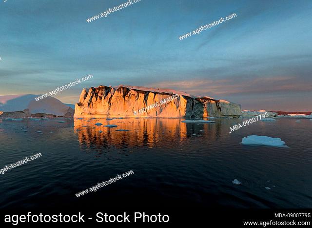 Icebergs in Disko Bay on Midsummer, Greenland
