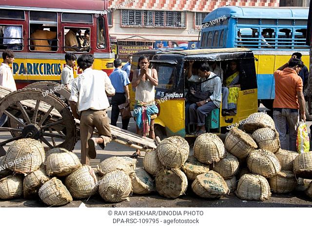 Street Scene ; local transportation ; Calcutta  Kolkata ; West Bengal ; India