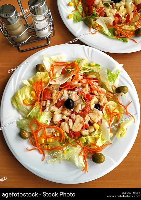 Salad with cod. Esqueixada. Typical food from Catalonia