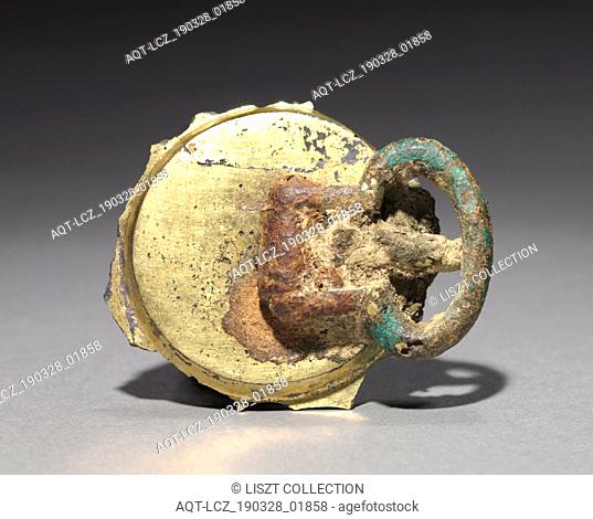 Belt Buckle, 1100s-1200s. Korea, Goryeo period (918-1392). Bronze gilt; diameter: 5 cm (1 15/16 in.)