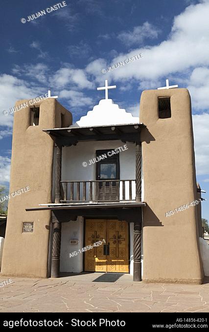 The historic adobe church of San Geronimo in Taos Pueblo, New Mexico, USA