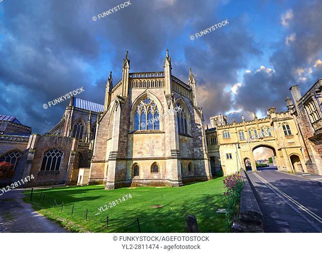 Chapter House of the the medieval Wells Cathedral built in the Early English Gothic style in 1175, Wells Somerset, England