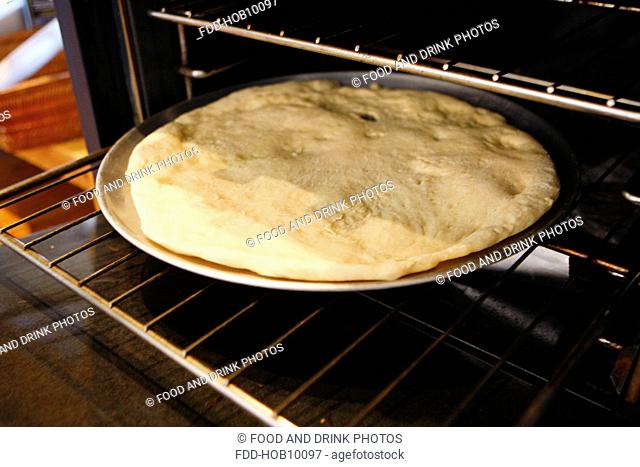 Pizza Base in the oven
