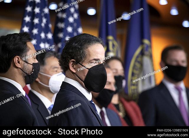 Lead impeachment manager United States Representative Jamie Raskin (Democrat of Maryland) listens while Speaker of the United States House of Representatives...