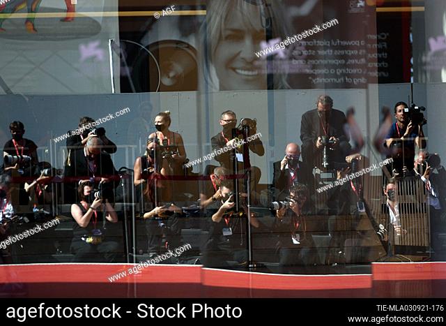 riflessi fotografi attends the red carpet of the movie ""Spencer"" during the 78th Venice International Film Festival on September 03, 2021