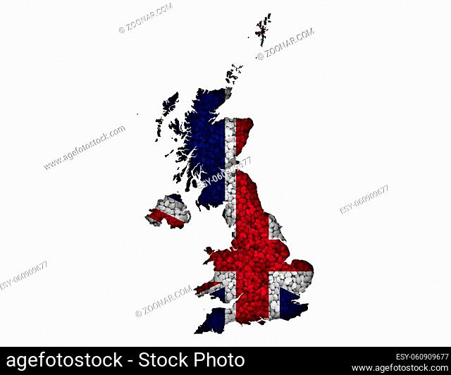 Karte und Fahne von Großbritannien auf Mohn - Map and flag of Great Britain on poppy seeds