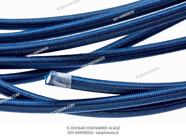 coils of bungee cord (shock cord) isolated on white