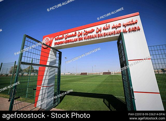 PRODUCTION - 02 April 2022, Qatar, Al Ruwais: View of the training grounds of the ""Al-Shamal sports Club"" with the ""Abdullah Bin Hussain Bin Shamsan Al...