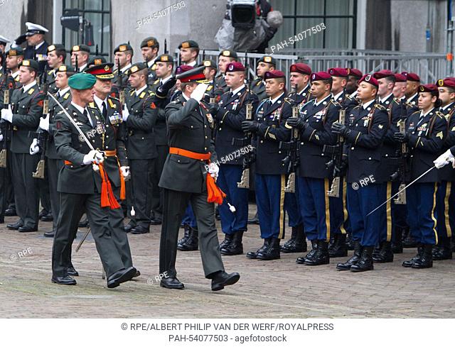 King Willem-Alexander of The Netherlands attends the ceremony of the Military Willems-Orde to Majoor Gijs Tuinman at the Binnenhof square in The Hague