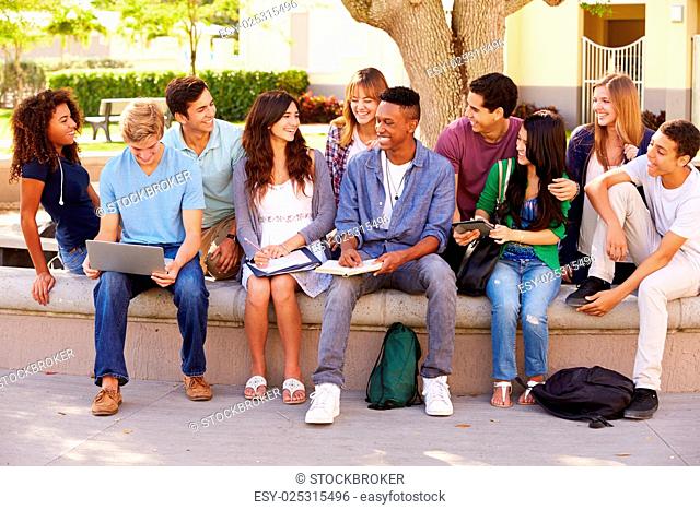 Outdoor Portrait Of High School Students On Campus