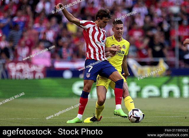 Madrid, Spain; 21.08.2022.- Joao Felix (L) Atletico de Madrid player. Atlético de Madrid vs Villarreal Spanish La Liga soccer match on matchday 02 of the...