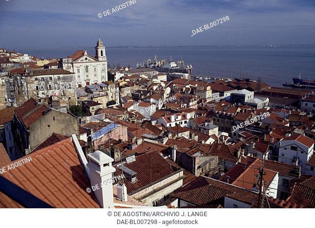 View of the Alfama district on the Tagus (Tejo) river, Lisbon, Historical Province of Extremadura, Lisbon, Portugal