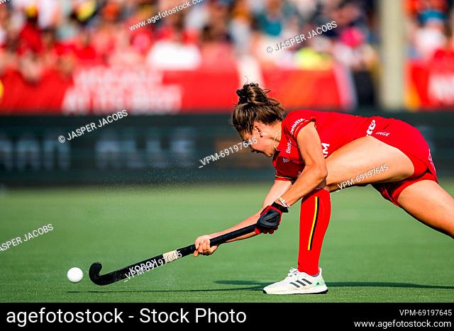 Belgium's Lucie Breyne pictured in action during a hockey game between Belgian national team Red Panthers and New Zealand, Wednesday 21 June 2023 in Antwerp