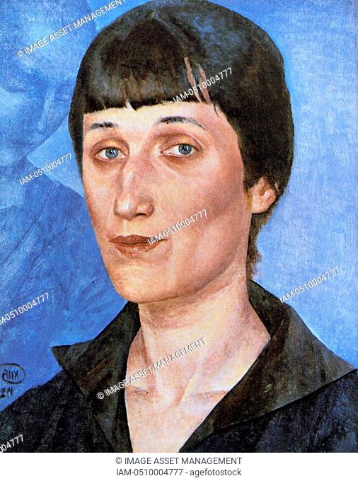 Anna Akhmatova born Anna Adreevna Gorenko - 1889-1966, Russian poet. Head-and-shoulders portrait of 1922 by Kuzma Petrov-Vodkin 1878-1939 Russian painter