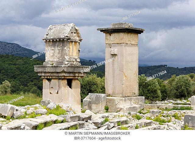 Ancient city of Xanthos, pillar tomb and harpy tomb, Xanthos, Mediterranean Region, Turkey