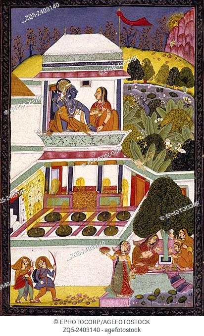 Krishna and Radha (the month of Jyestha). Bundi, circa Late 18th. Century A.D. India