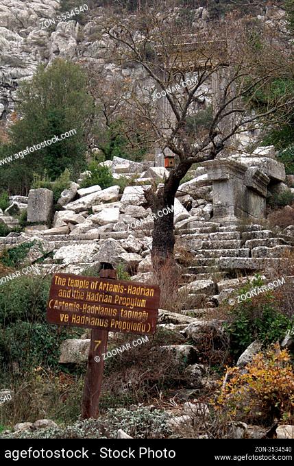 Ruins of temple in Termessos, near Antalya, Turkey