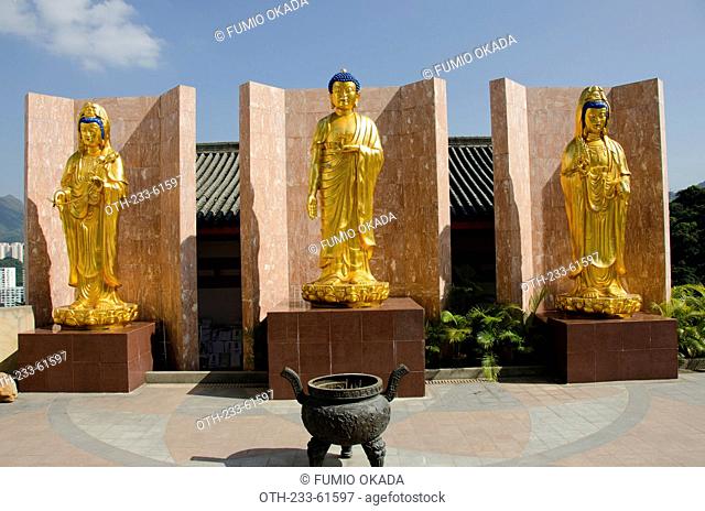 Statues of Buddha and Goddess of Mercy at Bo Fook Shan cementery, Shatin, Hong Kong