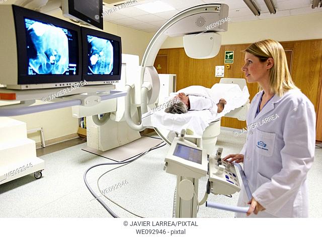 Contrast radiography of the digestive system, medical imaging for diagnosis. Hospital Policlinica Gipuzkoa, San Sebastian, Donostia, Euskadi, Spain