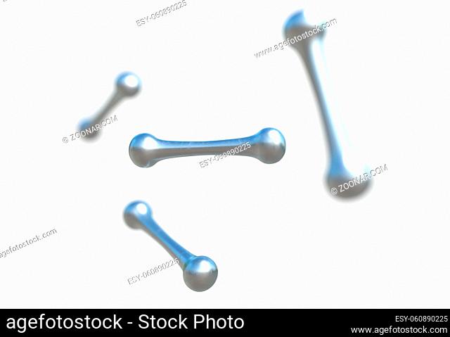 3D rendered glossy molecules on white background