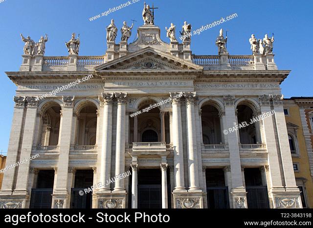 Rome (Italy). Facade of the Archbasilica of St. John Lateran in the city of Rome