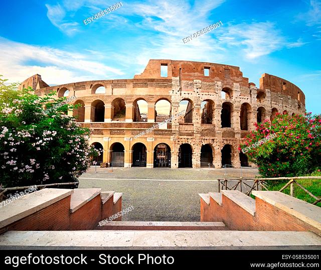 Ancient Colosseum in Rome near the Roman Forum