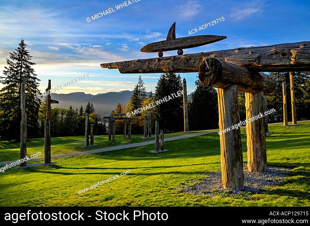 Japanese Ainu totems, Kamui Mintara, Playground of the Gods, Kushiro Park, Burnaby Mountain, Burnaby, British Columbia Canada