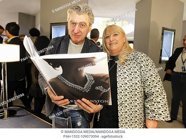 Basel, Switzerland - March 29, 2014: Swatch Group CEO Nick Hayek and Nayla Hayek at the Harry Winston Stand, Nicolas George Hayek , Baselworld, Sister